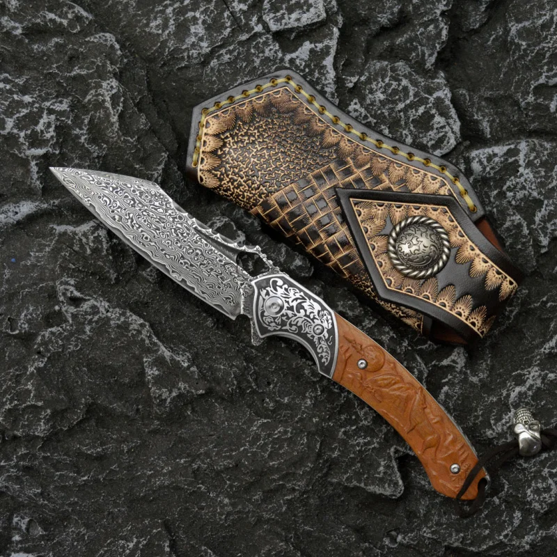 Outdoor Hunting Gifts - Damascus steel folding knife VG10 pattern