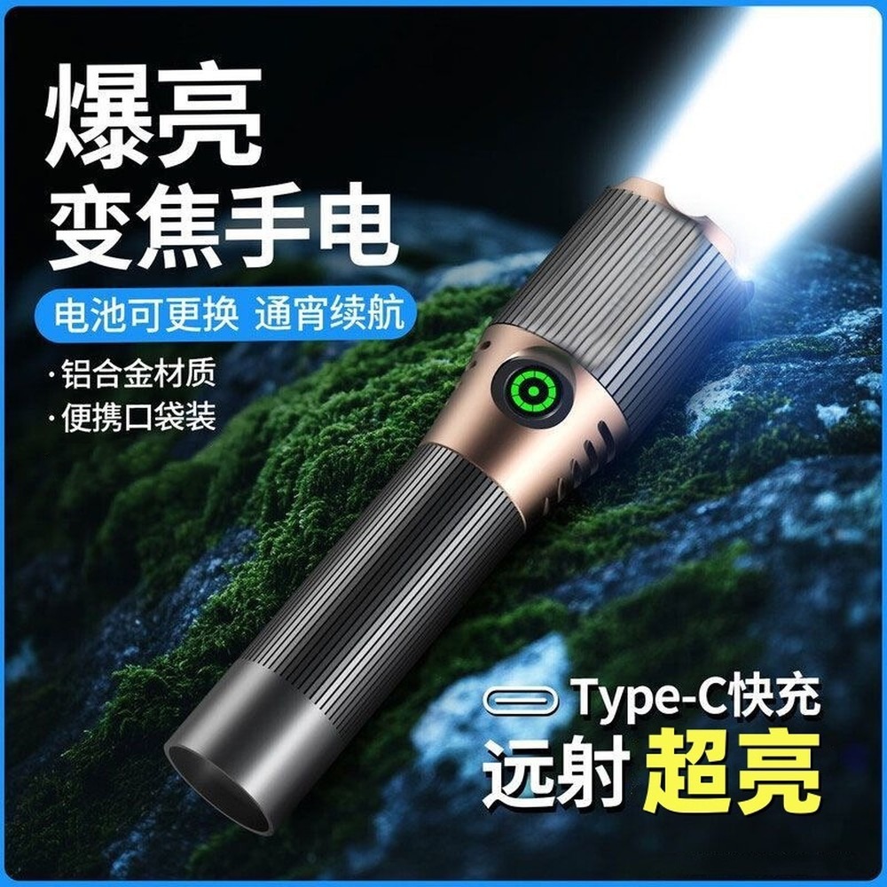 Headlamp Tactical Bright - Tactical Zoom Flashlight, Super Bright Rechargeable,