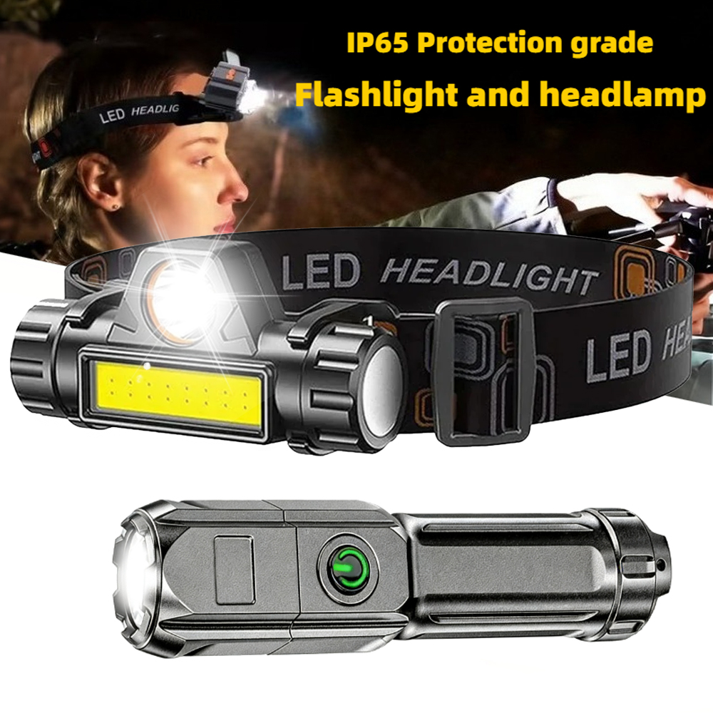 Super Bright Flashlight USB Re - Headlamp Tactical Bright recension och pris